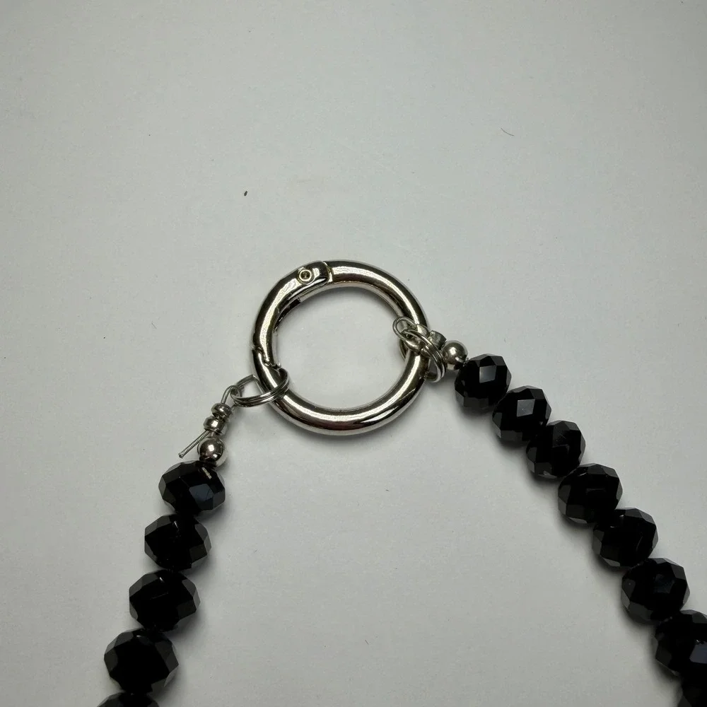 Boutique Black Crystal‎ Rose Bag Charm Chic Goth Coquette Lariat Purse Sparkle